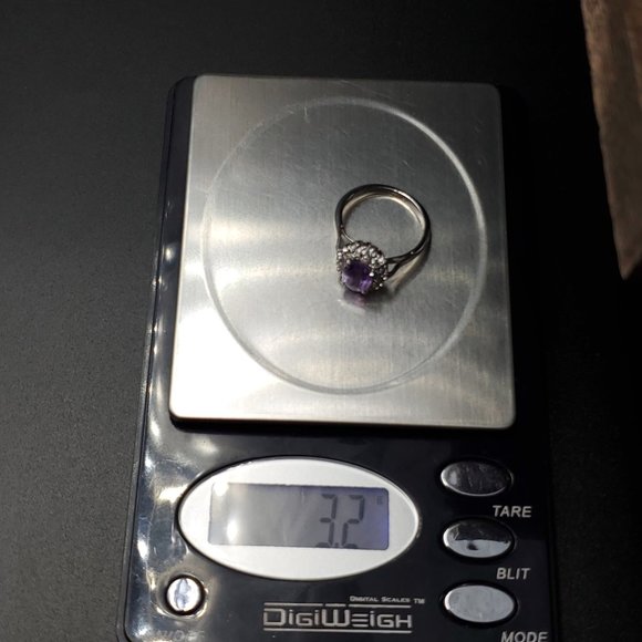 Size 6.5 Sterling Silver Amethyst And Halo Cubic Zirconia Ring - Picture 8 of 8